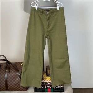 Green cropped, wide leg jeans